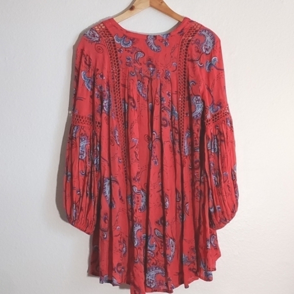 Free People Just The Two Of Us Printed Tunic Pink/Red Size Small - Picture 6 of 16